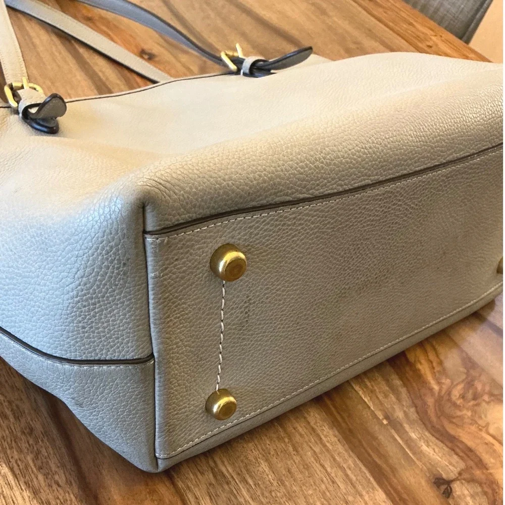 Coach C0395 Gray Pebbled Leather Tote Shoulder Bag Brass Hardware H2279-C0395